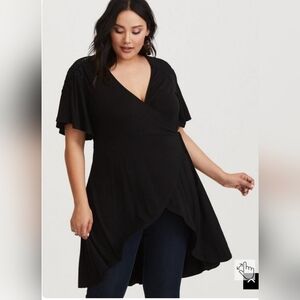 Black Crochet Trim Wrap Tunic